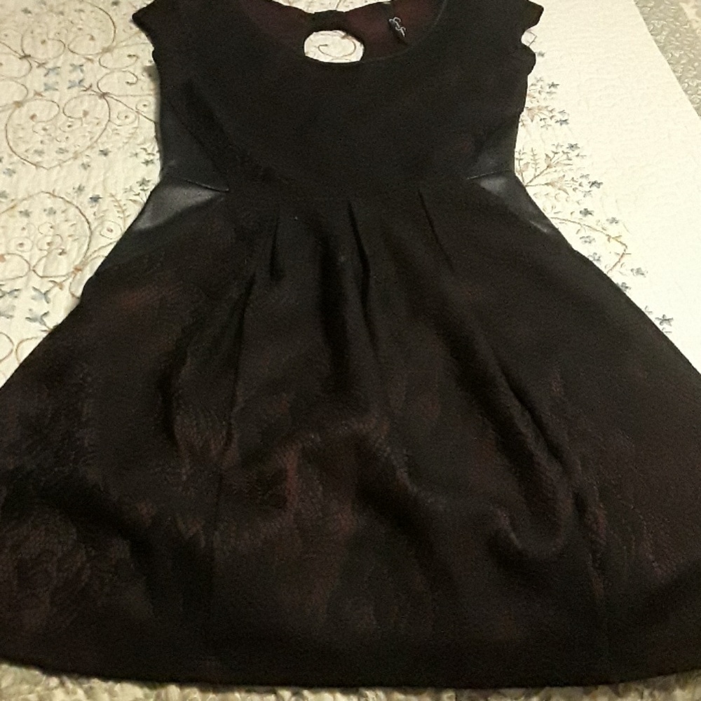 Maroon and black dress.